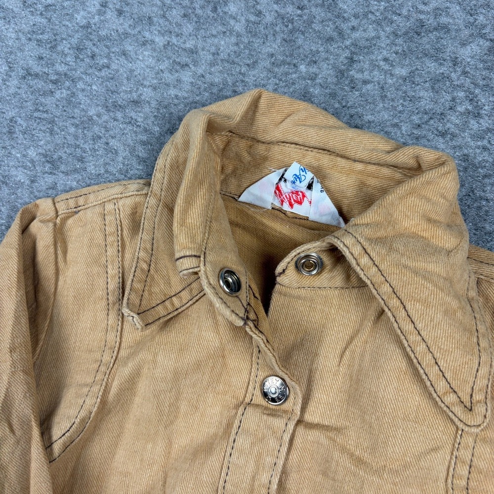 Mitey Miss Button Up Shirt Girls Size 5 Tan Vintage Western Denim Long Sleeve - Picture 5 of 9